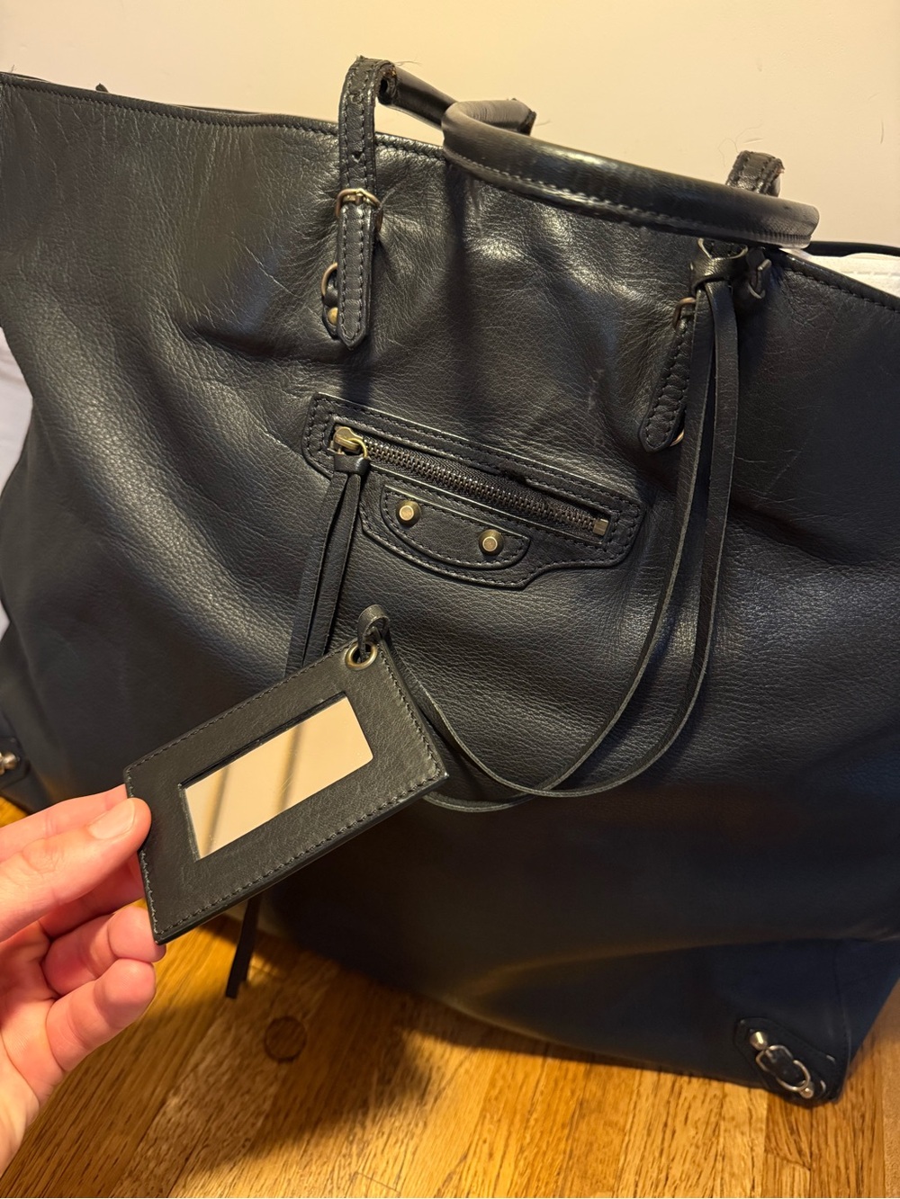 Balenciaga vintage papier A3 black leather tote - Picture 5 of 12